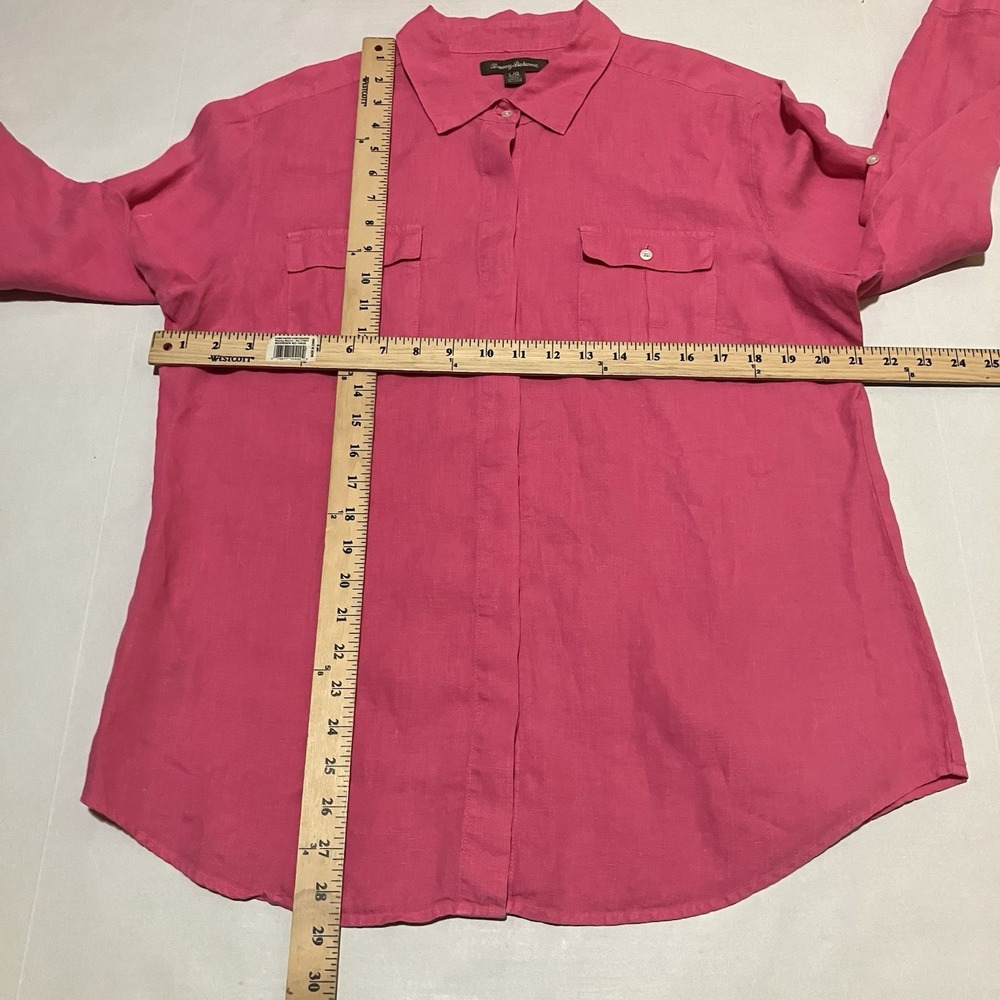 Tommy Bahama Womens 100% LINEN Button Up‎ Shirt Long Sleeve Size Large Pink - Picture 3 of 6